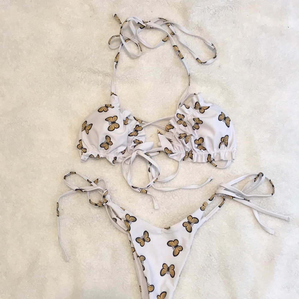 Romwe White Butterfly Thong Bikini!